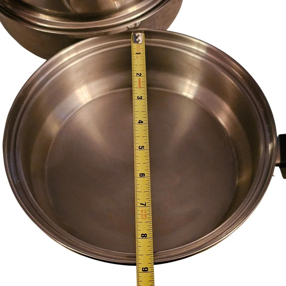 Lustre Craft 5-Ply T304 Stainless Steel Skillet Steamer Set Made in‎ USA 9 Inch